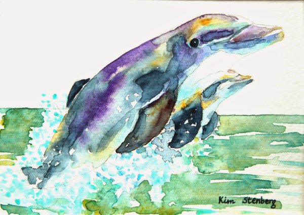 Акварельная тату дельфина