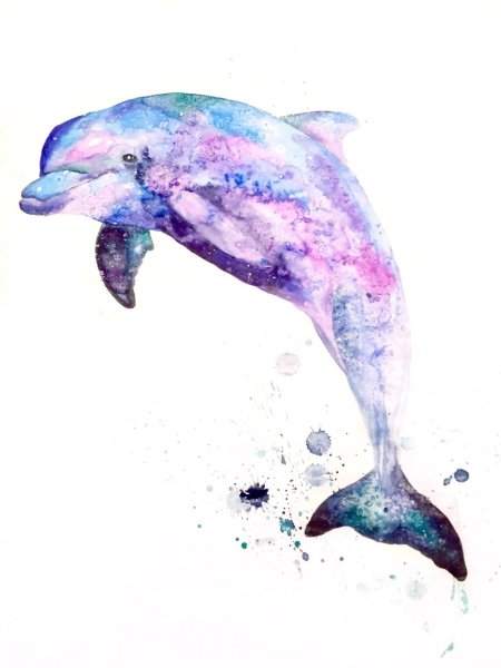 Дельфины живопись