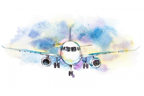 Самолет акварель