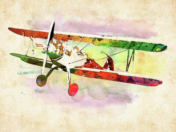 Самолет акварель