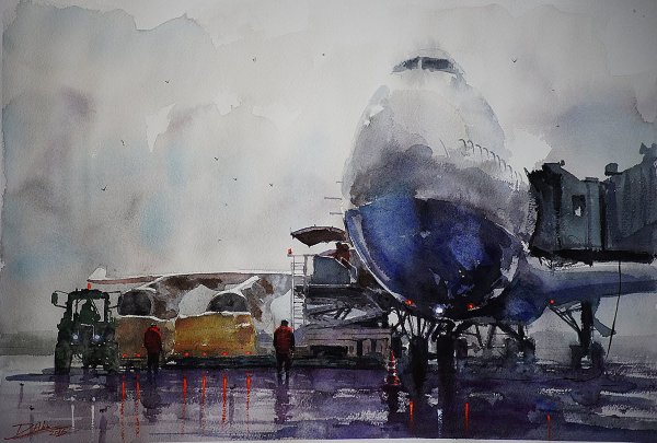 Самолет ретро нарисованный