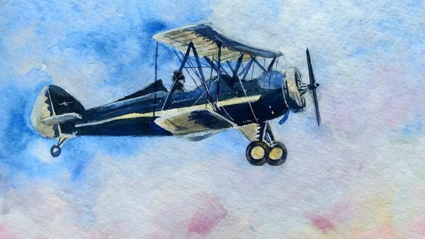 Картина маслом самолет