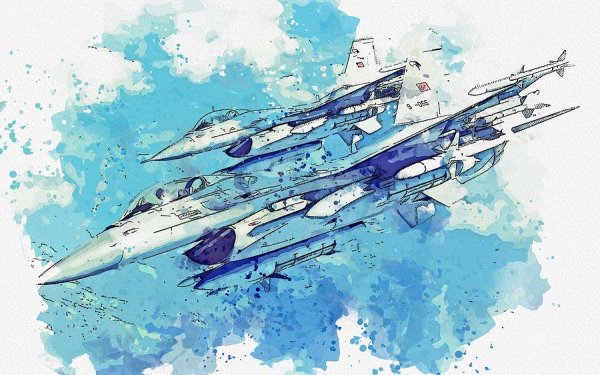 Аэроплан акварель