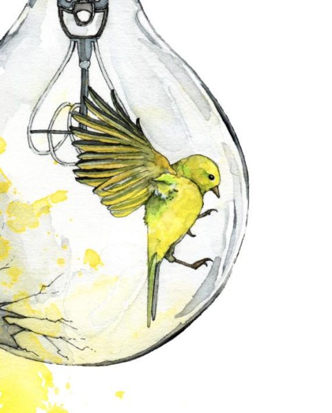 Лампочка нарисованная акварелью