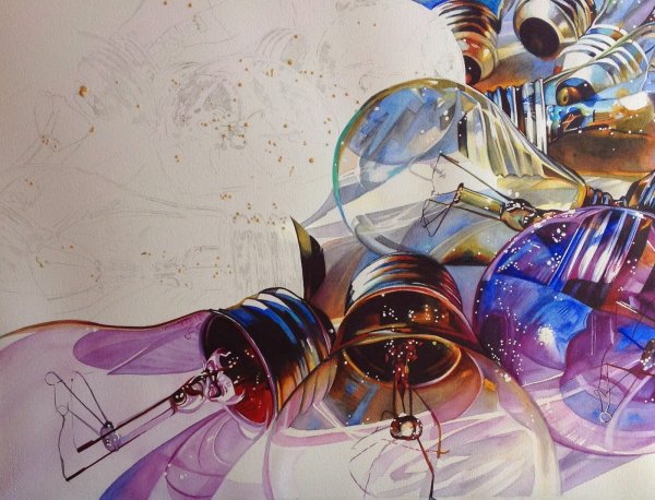 Лампочка акварель