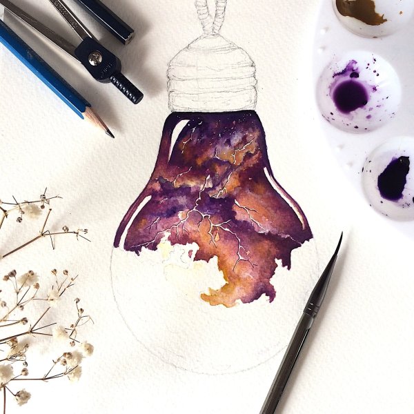 Лампочка зарисовка