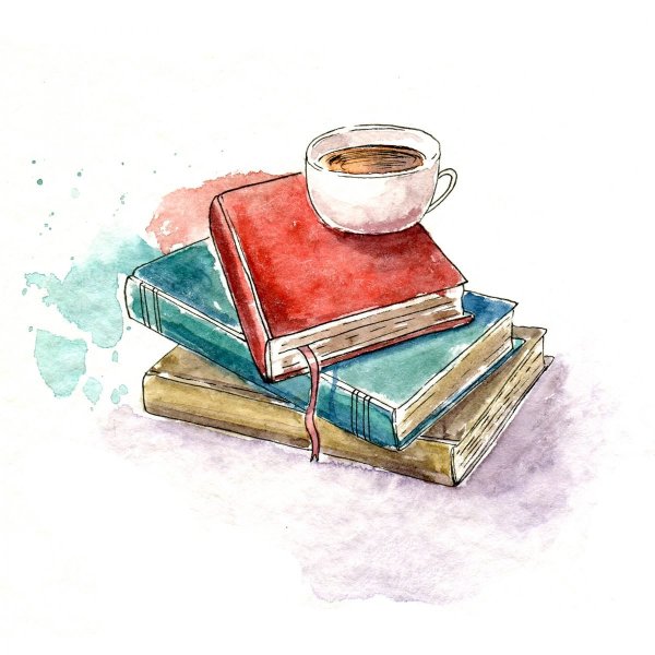 Стопка книг акварель