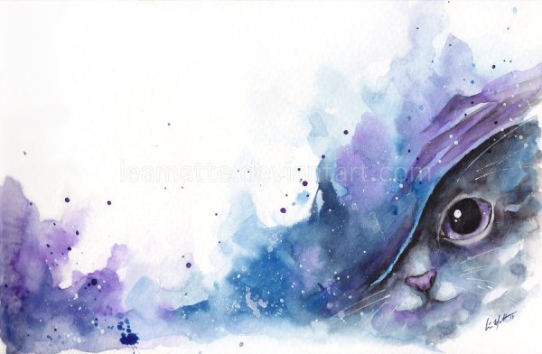 Милый котенок акварель