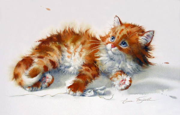 Елена Базанова акварель кошки