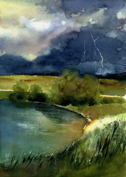 Пейзаж акварелью