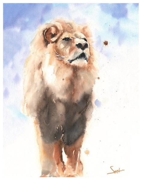 Рисовать Льва акварелью