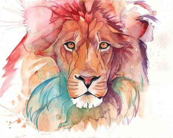 Львица акварель тату эскиз