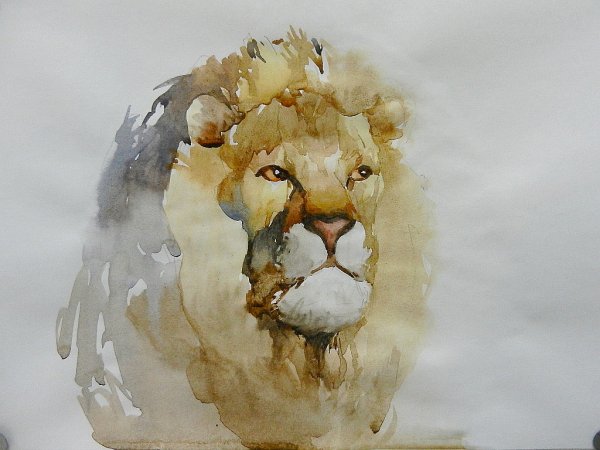 Лев гуашью