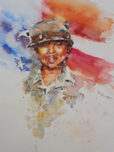 Портрет солдата акварелью