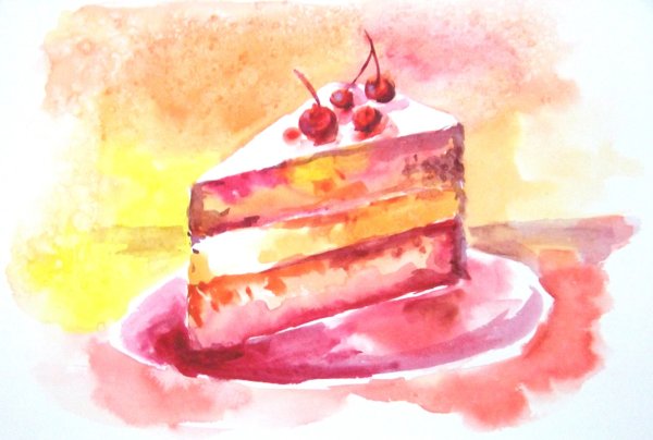 Пирожные акварелью