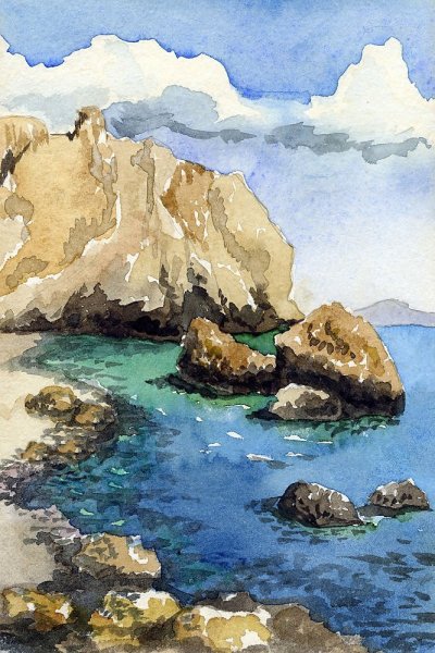 Акварель Приморский бульвар в Севастополе