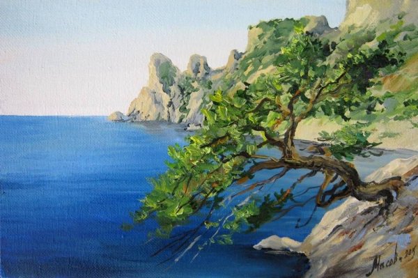 Акварель море Крым