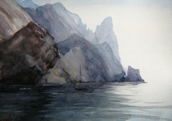 Симеиз акварель пейзажи