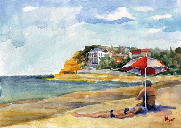 Весна в горах акварель