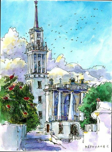 Тоскана акварель пейзажи