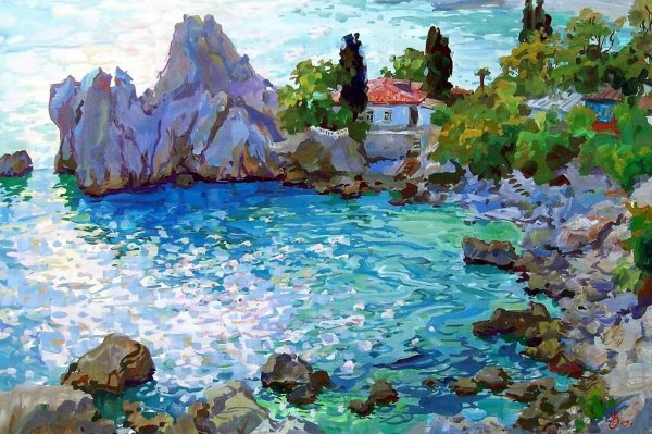 Акварель крымские горы