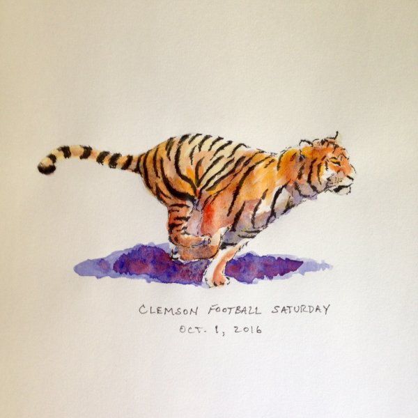 Тигры с цветами акварелью