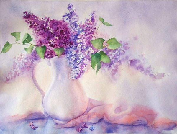 Стелла Аристакесова акварель сирень