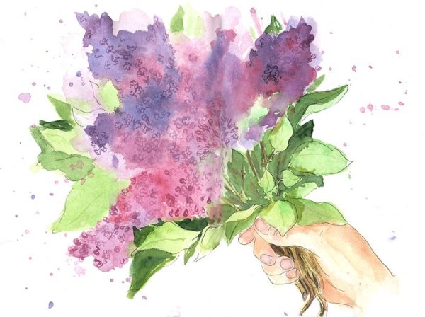 Акварельные кусты