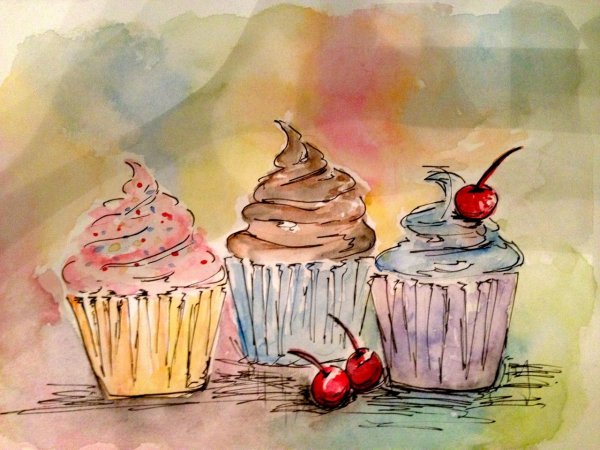 Акварельные пироженки