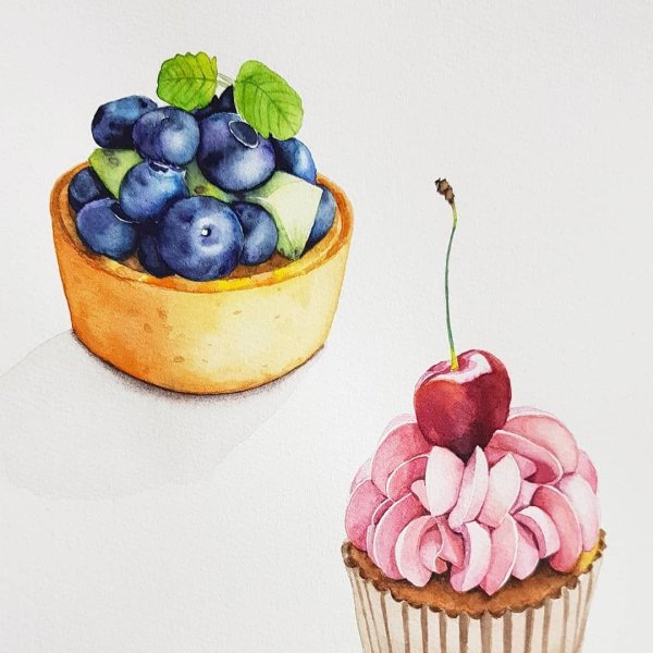 Акварельные пироженки