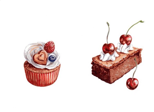 Капкейк с вишней скетч