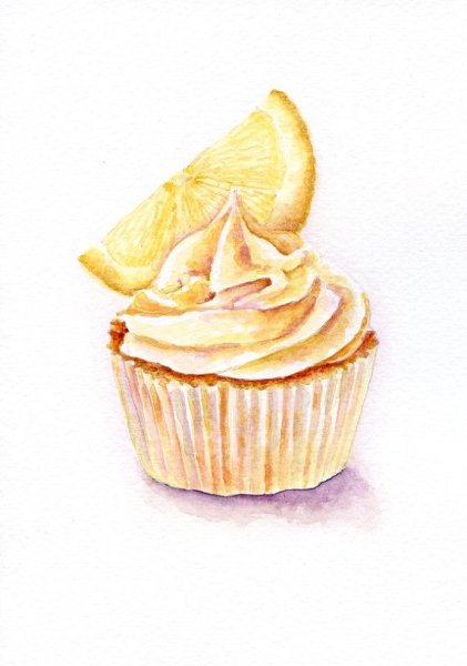 Нарисовать пирожное акварелью