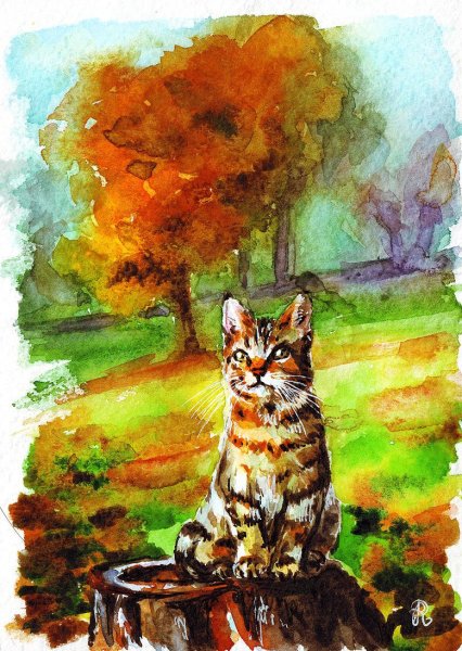 Художник акварелист осенний лес