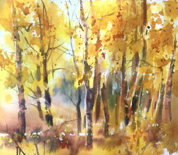 Осень рисунок акварелью