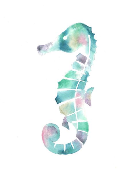 Морской конек акварель тату