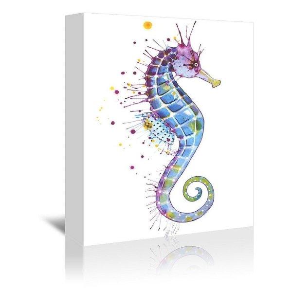 Морской конек акварель