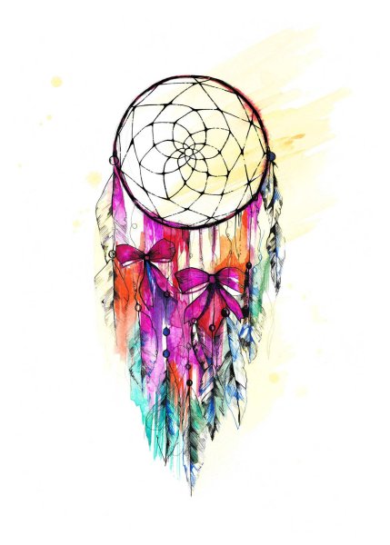 Тату Ловец снов акварель