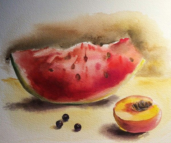 Фрукты акварелью