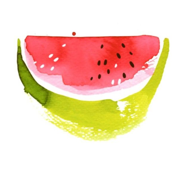 Долька арбуза акварелью