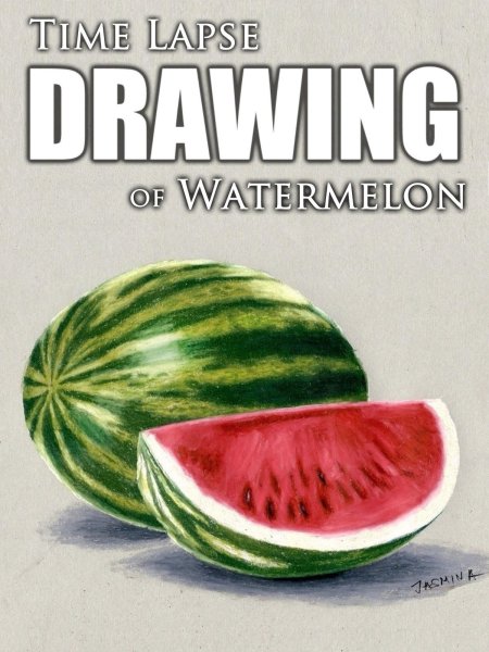 Арбуз цветными карандашами