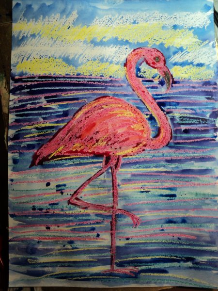 Масляная пастель и акварель