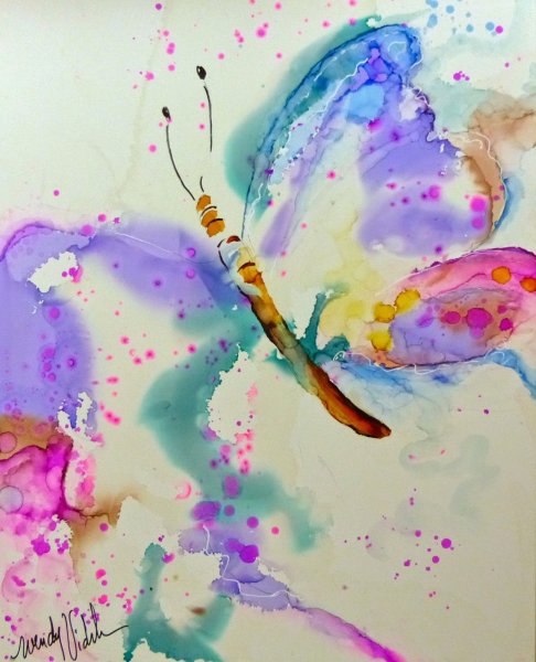 Акварельный рисунок на ткани