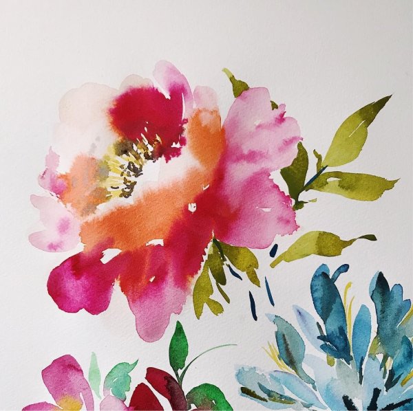 Цветы акварель ткань