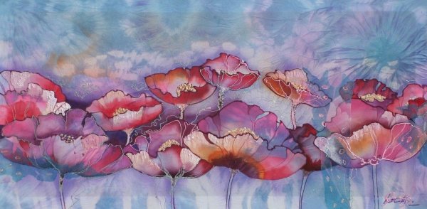 Роспись по ткани акварелью