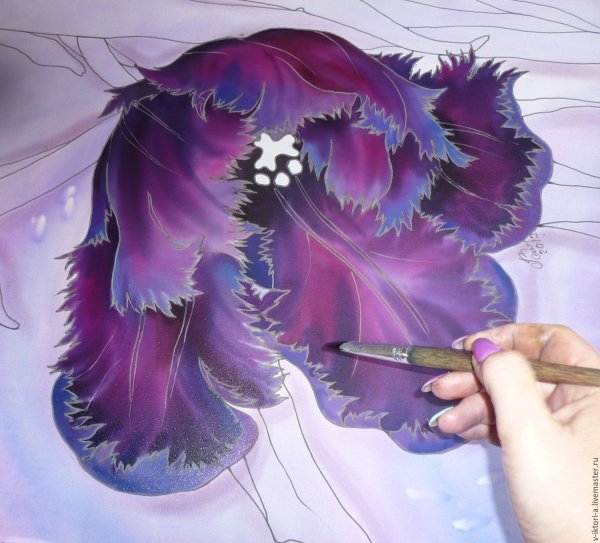 Роспись по ткани акварелью