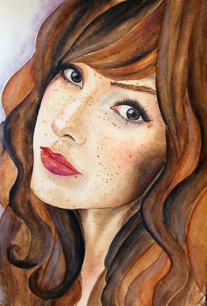 Женское лицо акварель