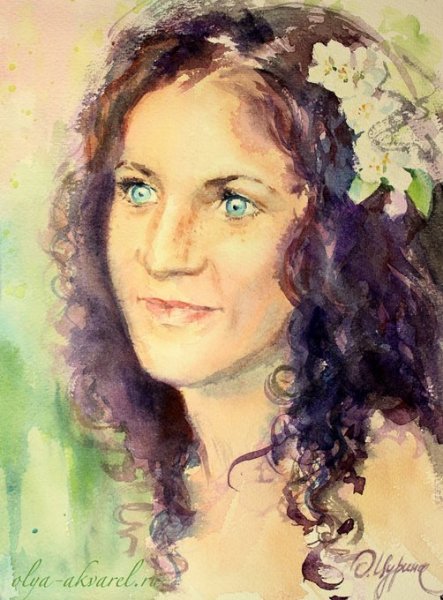 Нарисованная девушка улыбается