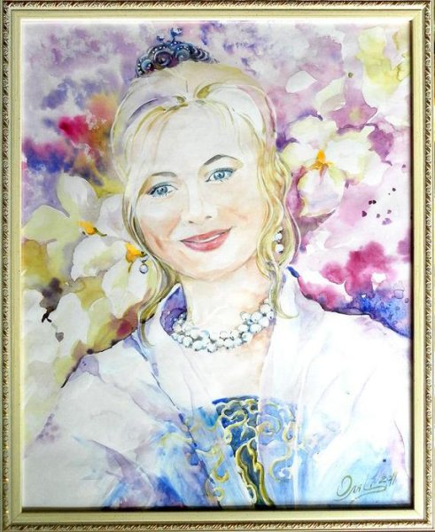 Портрет мамы гуашью