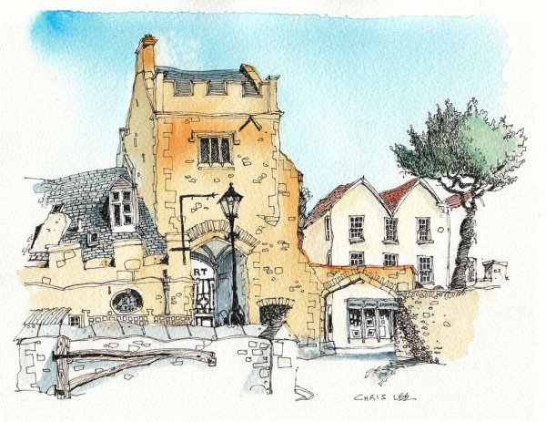 Архитектура акварель и тушь