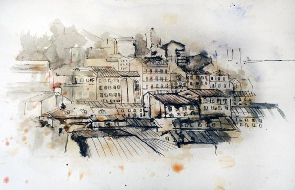 Акварель Графика пейзаж